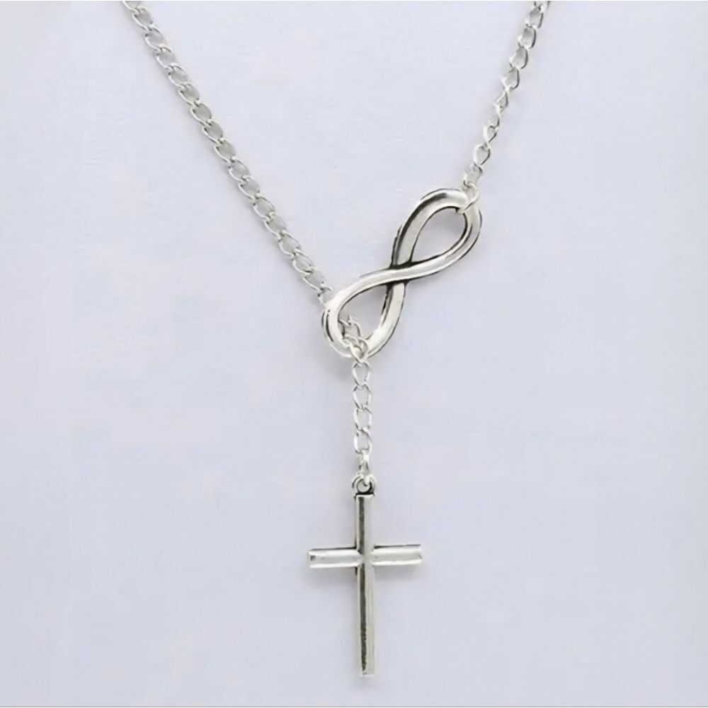 Elegant Silver Infinity Cross Necklace
